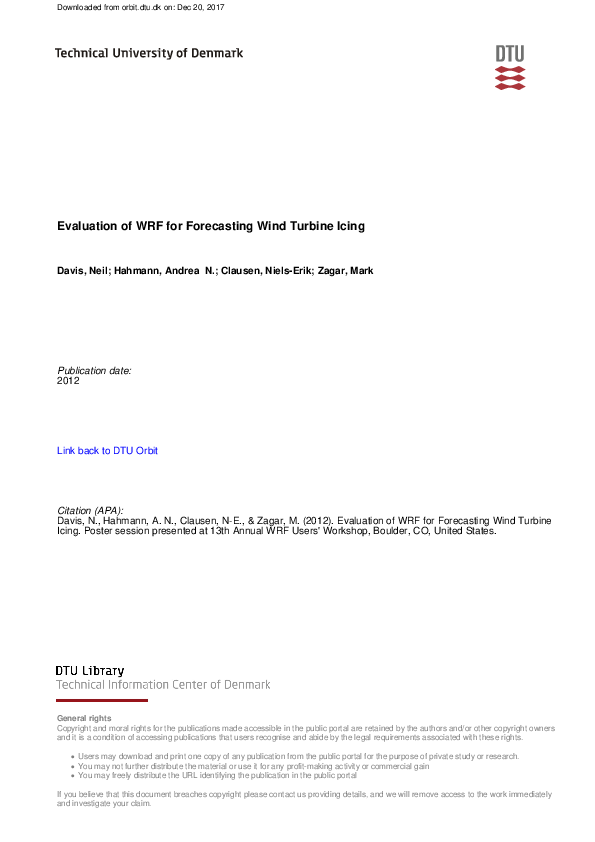 (PDF) Evaluation of WRF for Forecasting Wind Turbine Icing