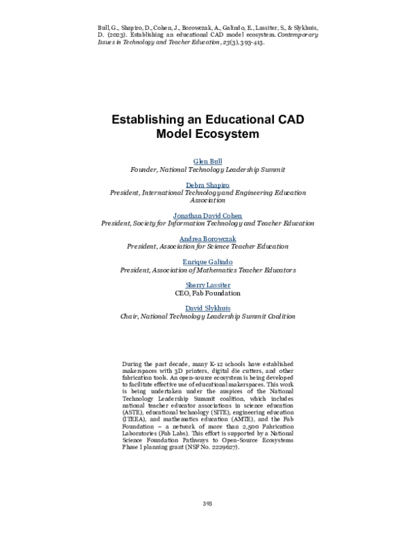 (PDF) Establishing an educational CAD model ecosystem