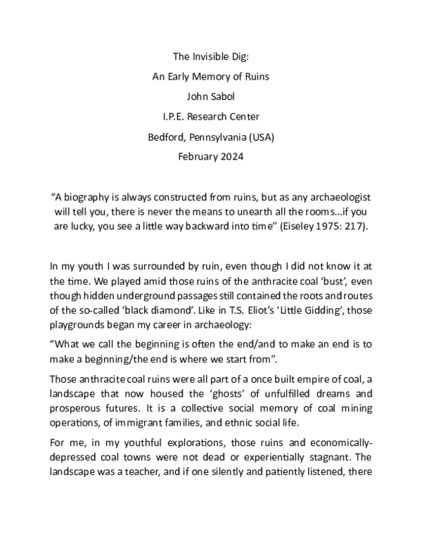 (PDF) The Invisible Dig: An Early Memory of Ruins