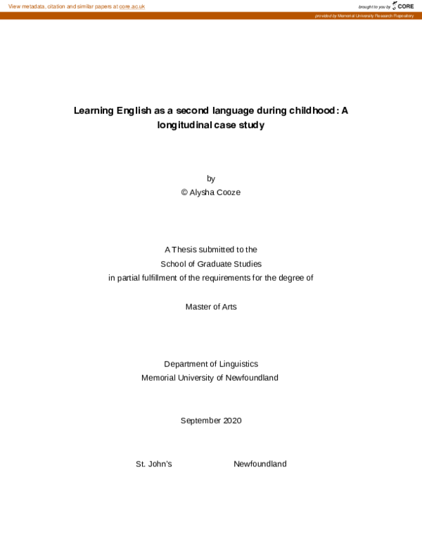(PDF) Learning English as a second language during childhood ...