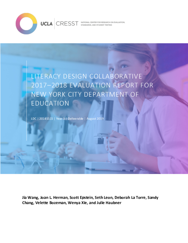(PDF) Literacy Design Collaborative 2017-2018 Evaluation Report. CRESST ...