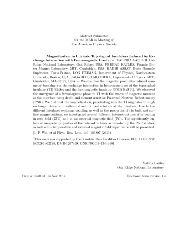 (PDF) Magnetization in Intrinsic Topological Insulators Induced by ...