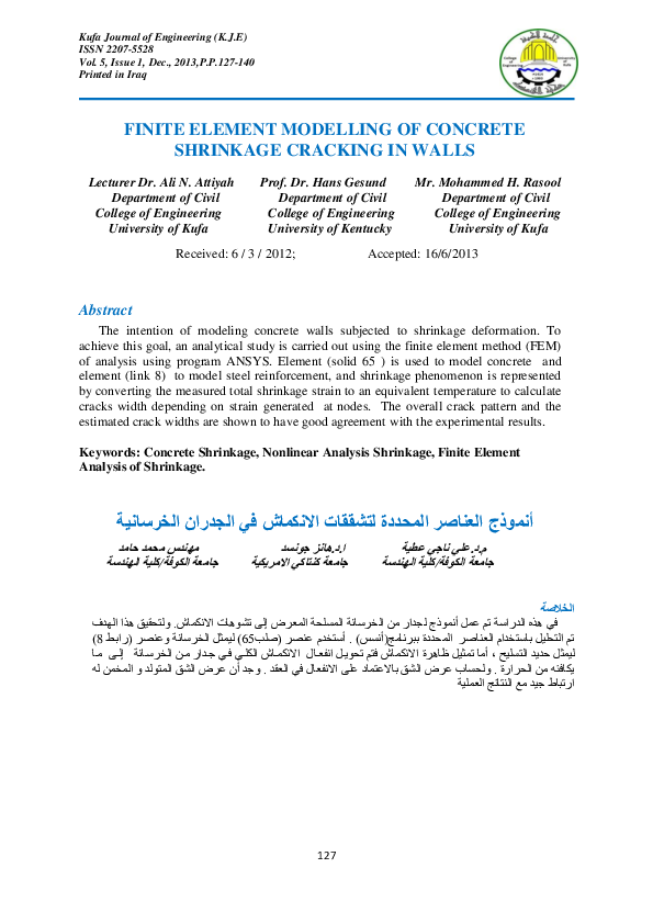 (PDF) Finite Element Modelling of Concrete Shrinkage Cracking in Walls