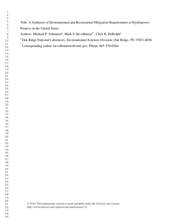 (PDF) A synthesis of environmental and recreational mitigation ...
