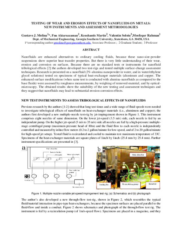 (PDF) Testing of Wear and Erosion Effects of Nanofluids on Metals: New ...