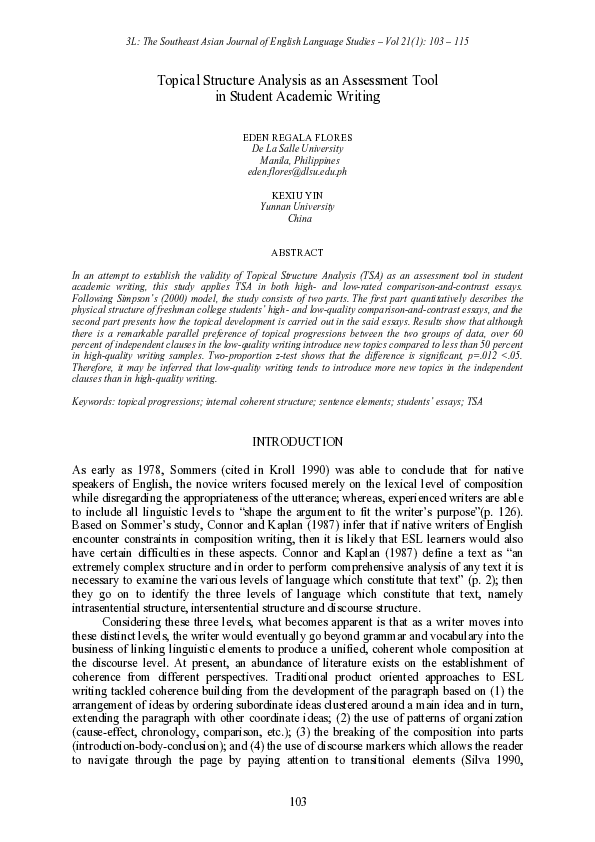 (PDF) Topical Structure Analysis as an Assessment Tool in Student ...