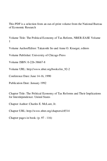 (PDF) The Political Economy of Tax Reforms and Their Implications for ...
