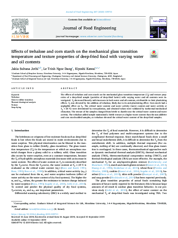 (PDF) Effects of trehalose and corn starch on the mechanical glass ...