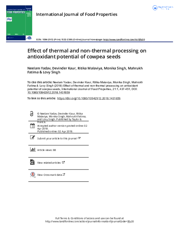 (PDF) Effect of Thermal and Nonthermal Processing on Textural Quality ...
