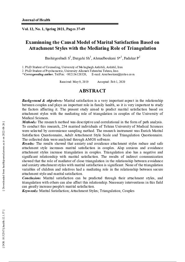 (PDF) Examinning the Causal Model of Marital Satisfaction Based on ...