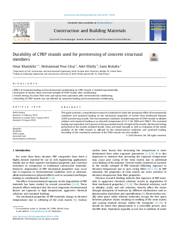 (PDF) Durability of CFRP strands used for prestressing of concrete ...
