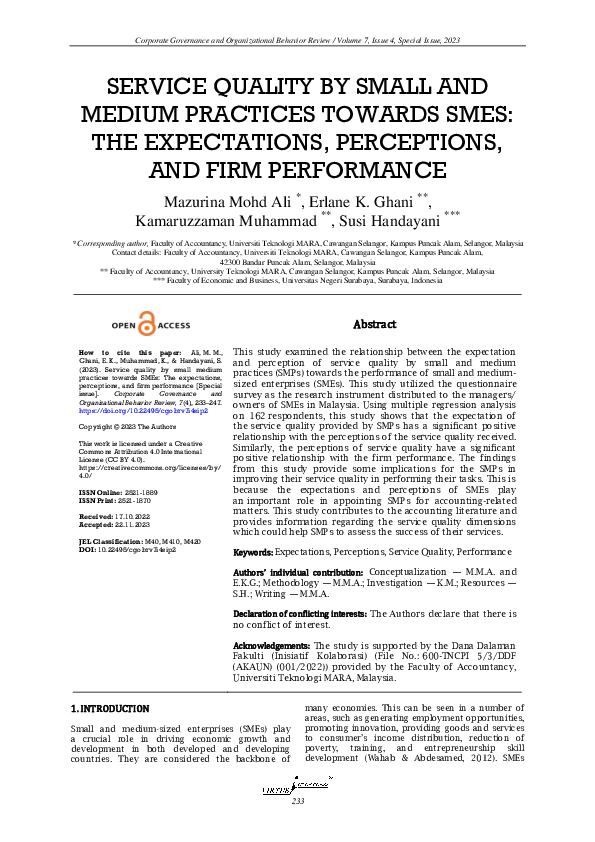 (PDF) Service quality by small medium practices towards SMEs: The ...