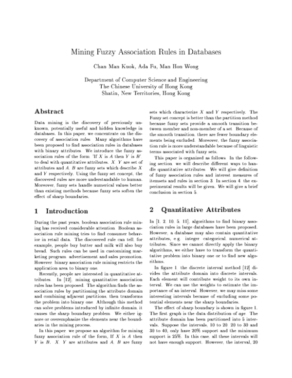 (PDF) Mining fuzzy association rules in databases