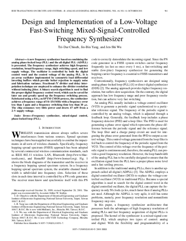(PDF) Design and implementation of a low-voltage fast-switching mixed ...