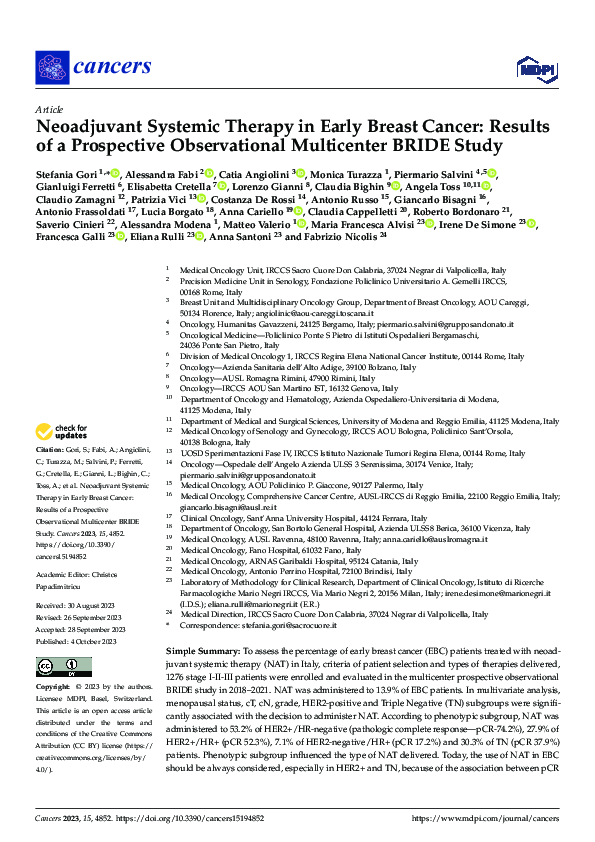 (PDF) Neoadjuvant Systemic Therapy in Early Breast Cancer: Results of a ...