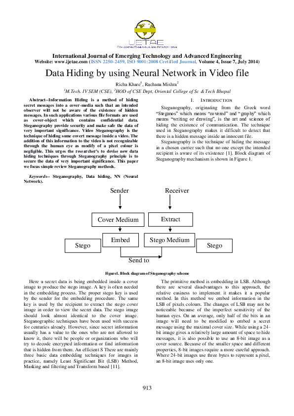 (PDF) Data Hiding by using Neural Network in Video file