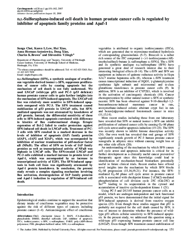 (PDF) D,L-Sulforaphane-induced cell death in human prostate cancer ...