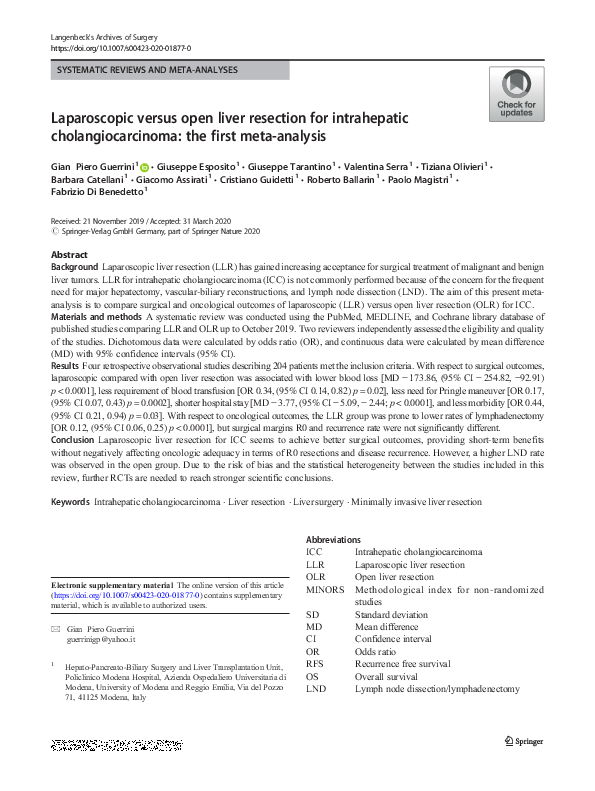 (PDF) Laparoscopic versus open liver resection for intrahepatic ...