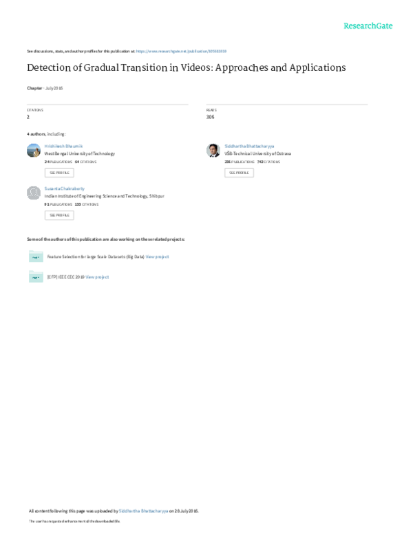 (PDF) Detection of Gradual Transition in Videos