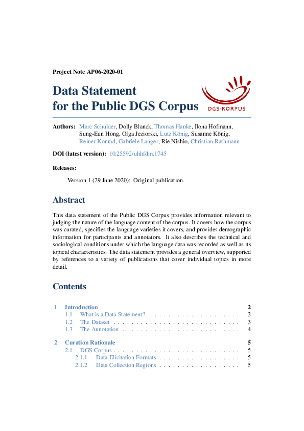 (PDF) Data Statement for the Public DGS Corpus