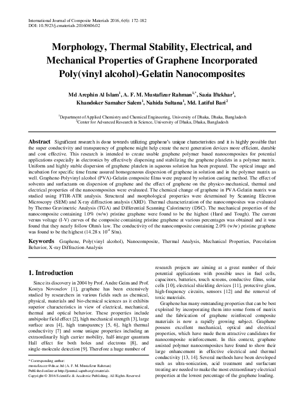 (PDF) The effect of graphene loading on mechanical, thermal and ...