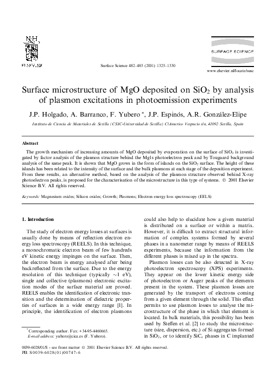 (PDF) Surface microstructure of MgO deposited on SiO2 by analysis of ...