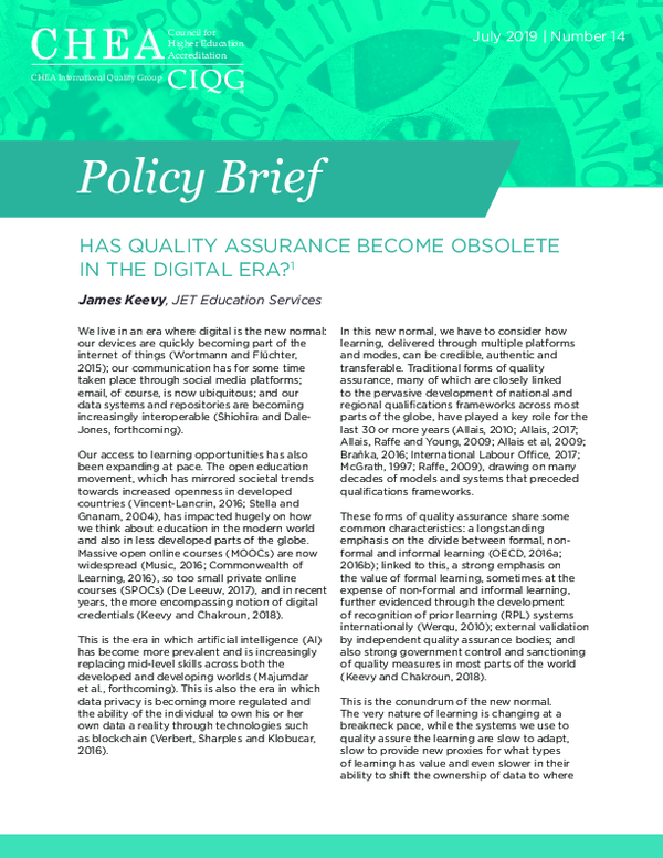(PDF) Has Quality Assurance Become Obsolete in the Digital Era? Policy ...