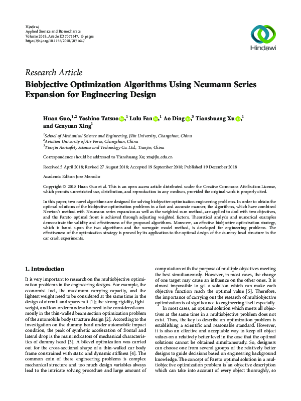 (PDF) Biobjective Optimization Algorithms Using Neumann Series ...