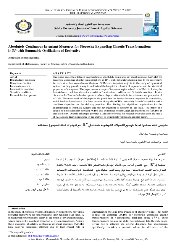 (PDF) Absolutely Continuous Invariant Measures for Piecewise Expanding ...