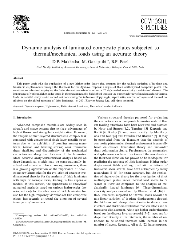 (PDF) Dynamic analysis of laminated composite plates using a layer-wise ...