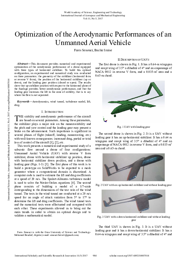 (PDF) Optimization Of The Aerodynamic Performances Of An Unmanned ...