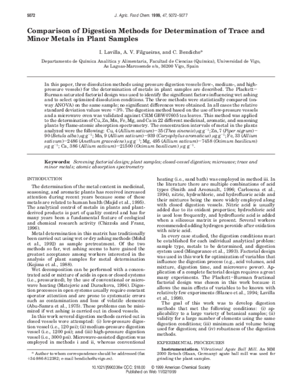 (PDF) Comparison of digestion methods for determination of total ...