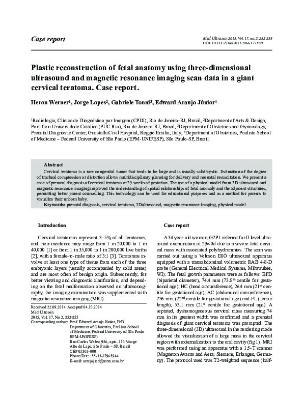 (PDF) Plastic reconstruction of fetal anatomy using three-dimensional ...