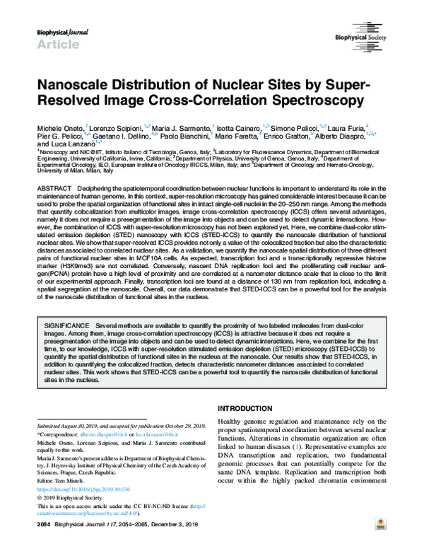 (PDF) Nanoscale Distribution of Nuclear Sites by Super-Resolved Image ...