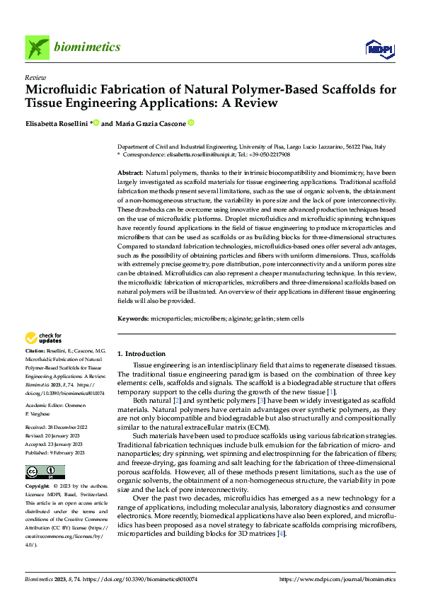 (PDF) Microfluidic Fabrication of Natural Polymer-Based Scaffolds for ...