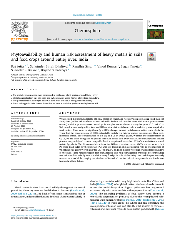 (PDF) Phytoavailability and human risk assessment of heavy metals in ...