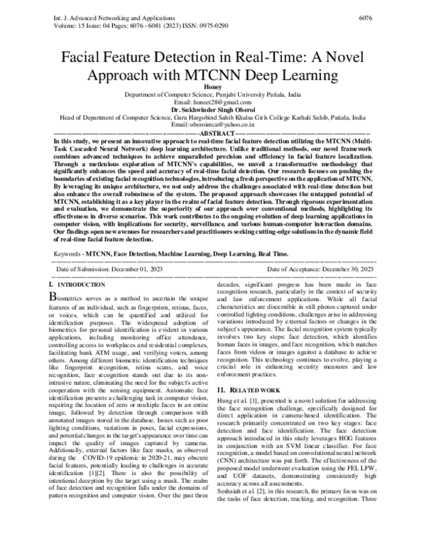 (PDF) Facial Feature Detection in Real-Time: A Novel Approach with ...