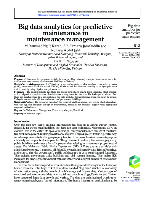(PDF) Big Data Analytics for Predictive Maintenance Modeling ...