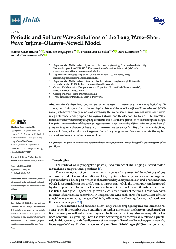 (PDF) Periodic and Solitary Wave Solutions of the Long Wave-Short Wave ...