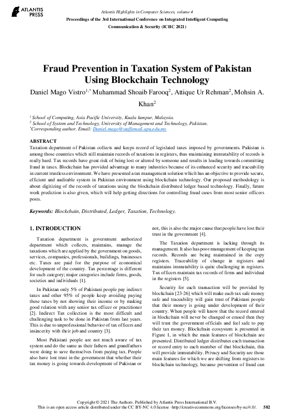 (PDF) Fraud Prevention in Taxation System of Pakistan Using Blockchain ...