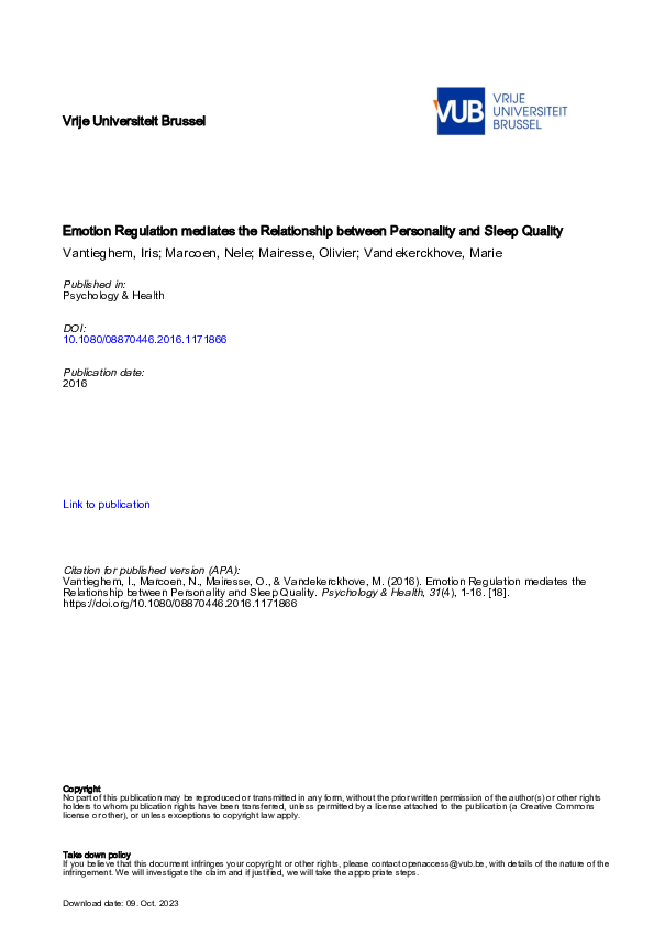 (PDF) Emotion regulation mediates the relationship between personality ...
