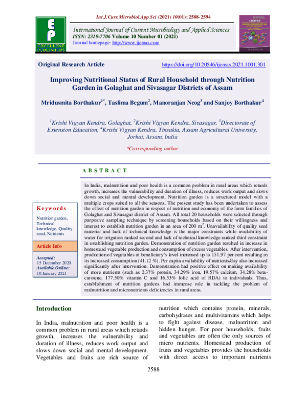 (PDF) Improving Nutritional Status of Rural Household through Nutrition ...