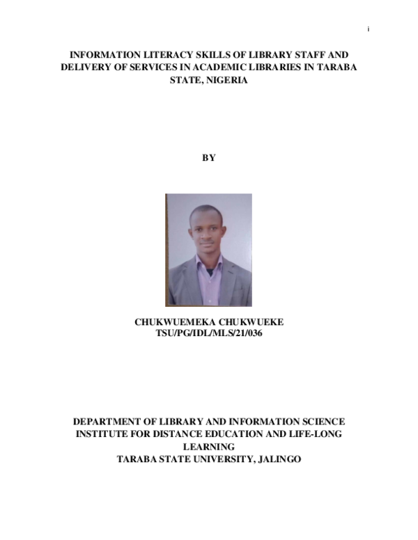 (PDF) INFORMATION LITERACY SKILLS OF LIBRARY STAFF AND DELIVERY OF ...