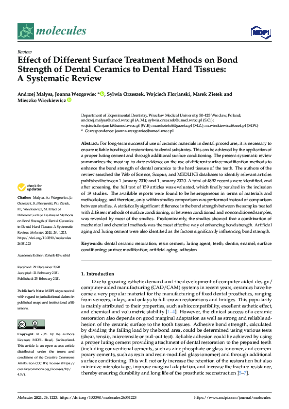 (PDF) Effect of Different Surface Treatment Methods on Bond Strength of ...