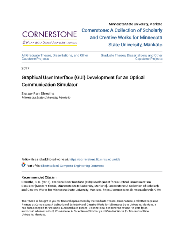 (PDF) Graphical User Interface (GUI) Development for an Optical ...