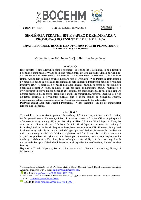 (PDF) Sequência Fedathi, H5P e Papiro de Rhind para a promoção do ...