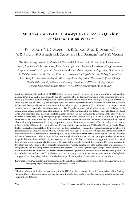 (PDF) Multivariate RP-HPLC analysis as a tool in quality studies in ...