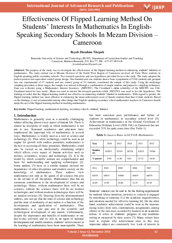 (PDF) Effectiveness Of Flipped Learning Method On Students‟ Interests ...