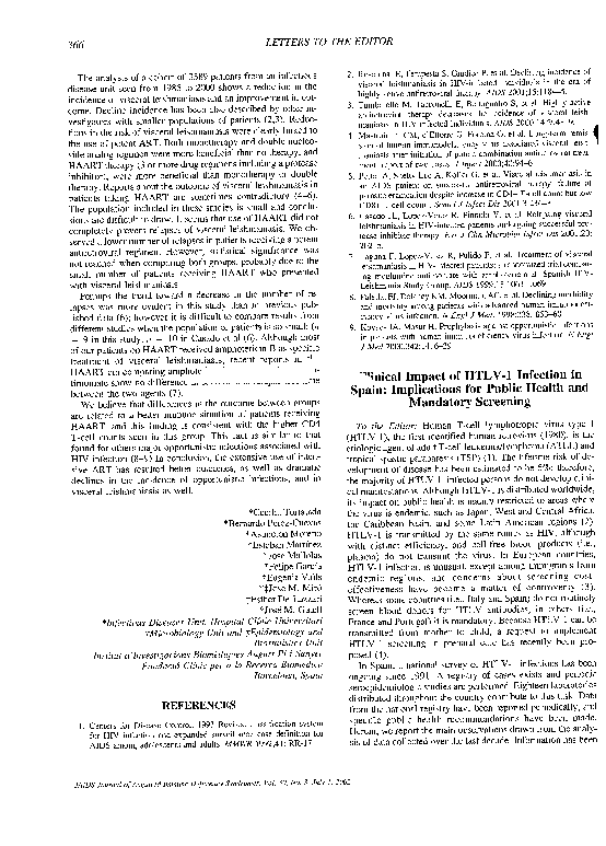 (PDF) Clinical Impact of HTLV-1 Infection in Spain: Implications for ...