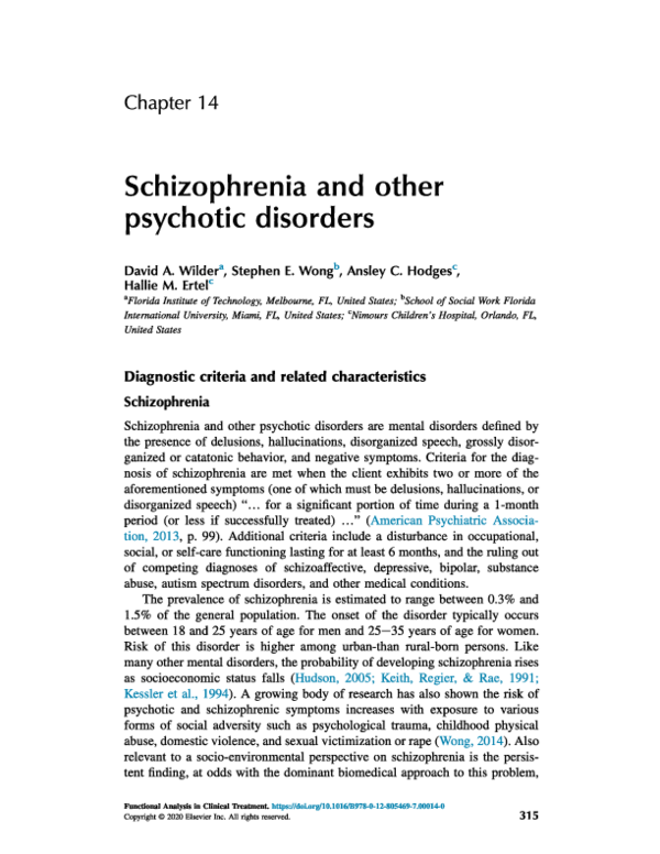 (PDF) Schizophrenia and Other Psychotic Disorders